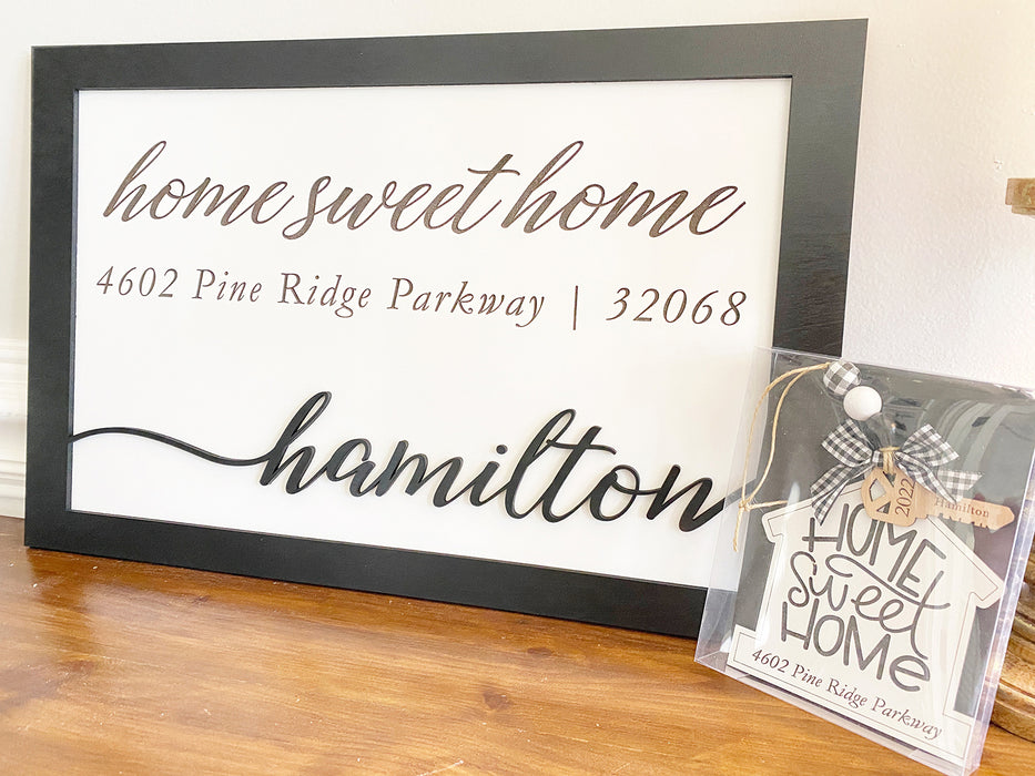 Home Sweet Home Family Sign + New Home Ornament