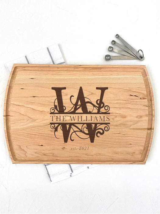 Large Cherry Cutting Board - Personalized for Newlyweds