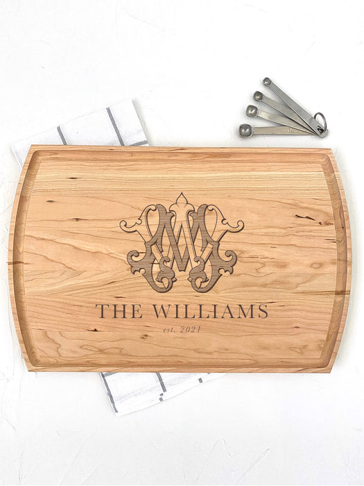 Large Cherry Cutting Board - Personalized for Newlyweds