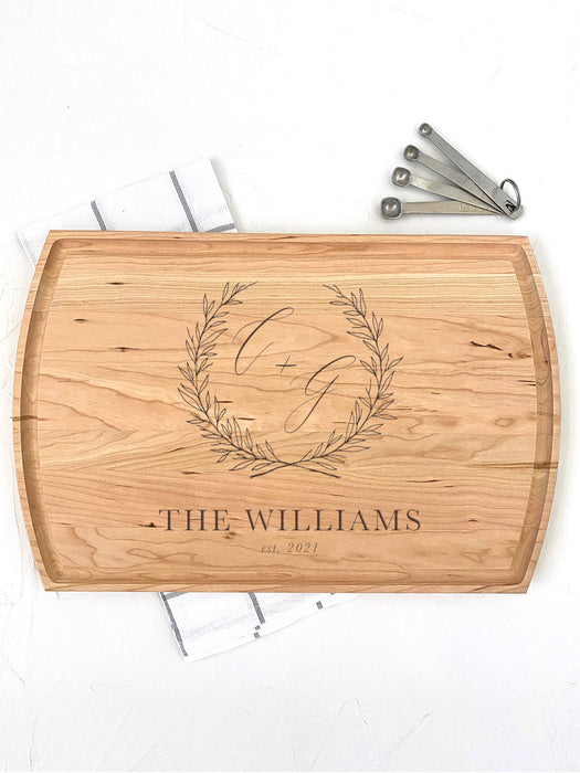 Large Cherry Cutting Board - Personalized for Newlyweds