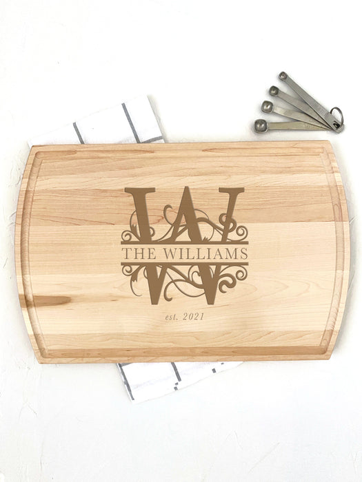 Large Maple Cutting Board - Personalized for Newlyweds