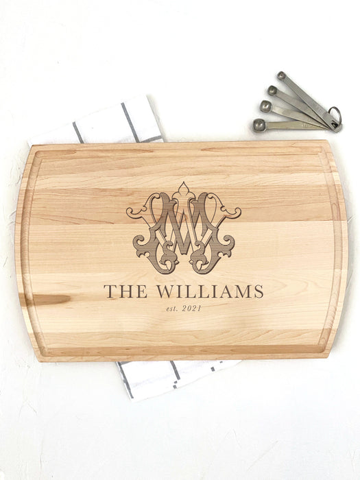 Large Maple Cutting Board - Personalized for Newlyweds