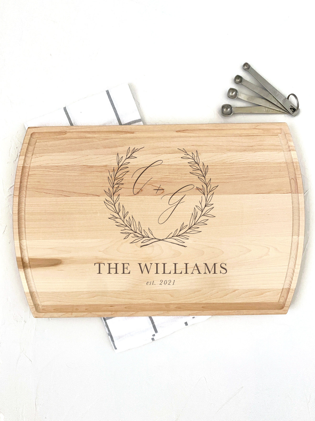 Laurels Of Love Personalized Maple Cutting Board - Large