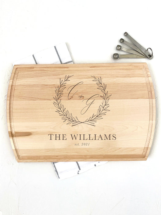 Large Maple Cutting Board - Personalized for Newlyweds